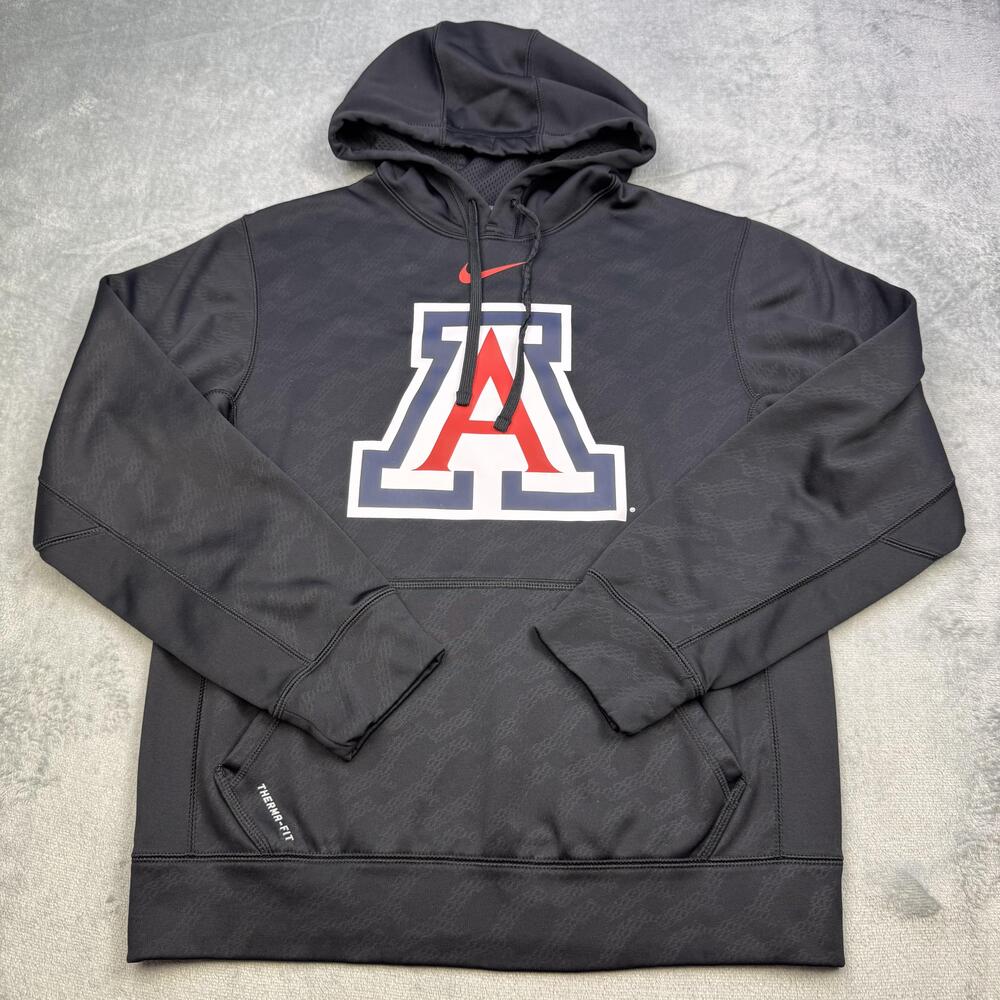 Arizona Wildcats Hoodie Mens Small Black NCAA College Nike Therma Fit Sweatshirt